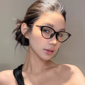 Prescription Light Feel Photochromic Cat-Eye Frame Korean Style Shanghai Bare Face Overseas Magic Tool Big Frame Face-Slimming Frame Prescription Sunglasses