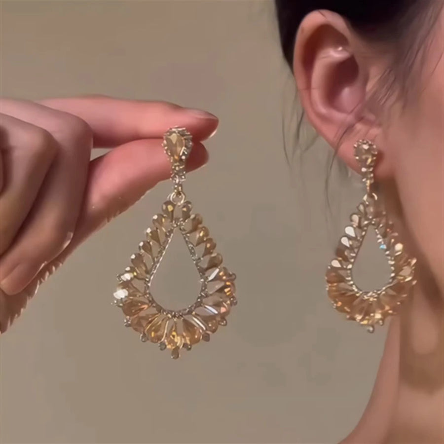 Oversized Square Zircon Statement Earrings - view 9