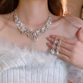 Western Statement Rhinestone Geometric Teardrop Necklace Set Fashionable Exquisite Clavicle Chain Light Luxury Premium Necklace