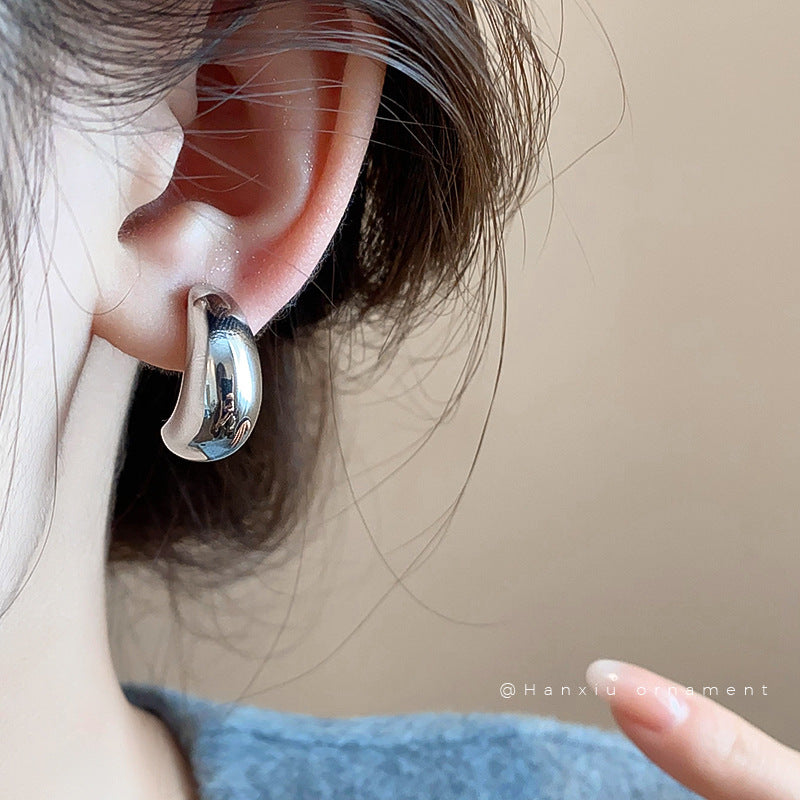 Metal Oval Teardrop Clip-On Earrings - view 4