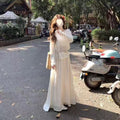 Women's Spring French Trendy Long Sleeve Hollow-Out Loose Knit Top 2026 - Yellow