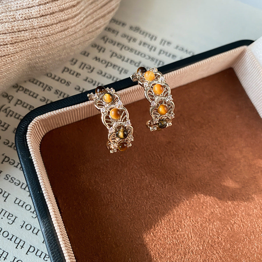 Vintage Openwork Flower Stud Earrings - view 7