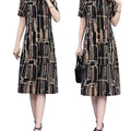 Plus Size Printed Short Sleeve Tummy-Control Dress