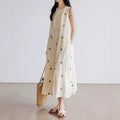 V-Neck Sleeveless Embroidered Camisole Long Dress, Princess Style