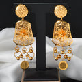 Dubai Imperial Breeze Gold Round Bead Fringe Flower Retro Light Luxury Niche Design Statement Necklace Earrings Set