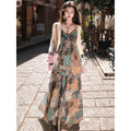 Women's Ethnic Vacation Chiffon High Waist Printed Skirt + Camisole + Long Skirt 2-Pi - Dress