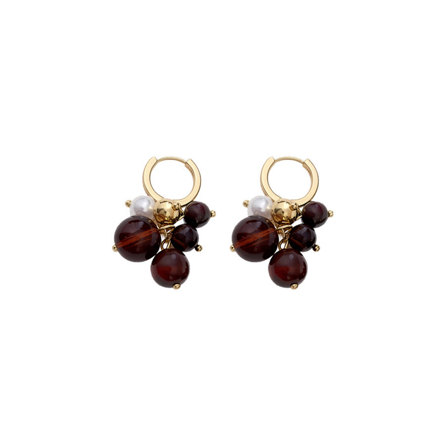 18K Gold-Plated Tiger's Eye Pearl Hoop Earrings - view 5