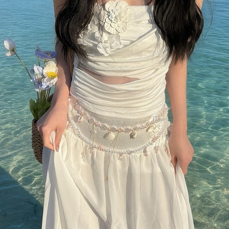 Beach Vacation Flower Pearl Tassel Waist Chain - view 3