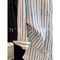 Old Money Retro Linen Striped Lightweight Shirt + Shorts 2-Piece Set