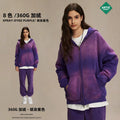 ARTIE Unisex Winter Spray-Dye Distressed Washed Double Zip Thick Hoodie