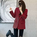 Women's Spring Office Korean Petite Blazer + Top 2026 | Casual Blouse - Red