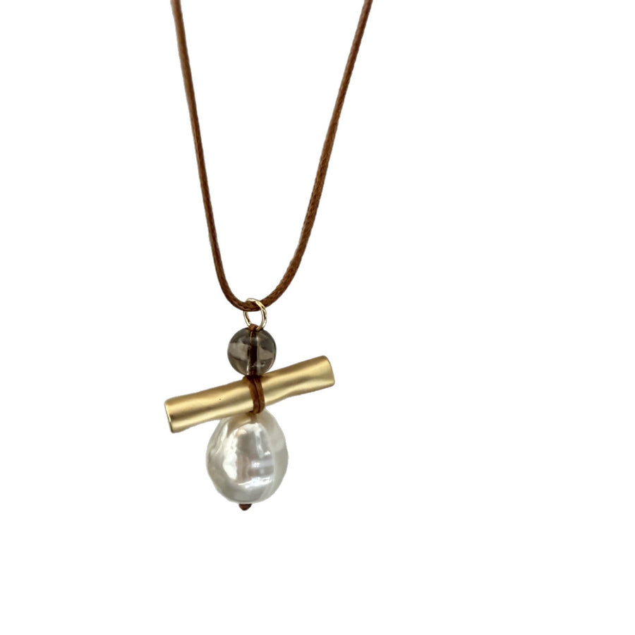 Vintage Tiger's Eye Round Pendant Necklace - view 5