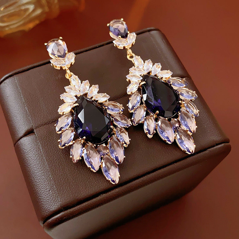 Vintage Rhinestone Flower Pearl Stud Earrings - view 3