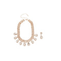 Western Imperial Breeze Rhinestone Teardrop Fringe Stud Earring Necklace Set Fashionable Clavicle Chain Light Luxury Premium Necklace Women
