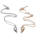 EU/US Import Best Friend Heart-Shaped Heart English Necklace Fashionable Two Petal Rhinestone 2-Piece Set Sweater Chain N6184