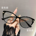 Photochromic Prescription Glasses Cat-Eye Blue-Light Glasses Overseas Premium Burst Fashionable Plano Glasses Frame Prescription Sunglasses