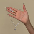 Scent Luxury Beauty Exquisite Premium Sparkle Zircon Necklace Evening Gown Accessory Clavicle Chain Set Design Detail Niche