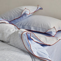 Clean Stitch Mist Blue River / 0.9m Bed - 3-Piece Flat Sheet - Fits 150x200cm Duvet