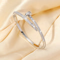 18K Gold Plated 4th Petal Flower Cubic Zirconia Bangle Light Luxury Premium Influencer Hand Jewelry Lucky Flower Mother of Pearl Bracelet Jewelry