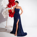 Women's Sequin Embellished Slim Fit Elegant Premium Socialite Evening Gown Party