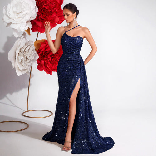 Women's Sequin Embellished Slim Fit Elegant Premium Socialite Evening Gown Party