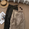 Summer Casual Slimming Linen High Waist Straight Leg Wide Leg Pants + Pants