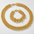 Overseas Dubai Gold Accessory Large Link Chain Statement Cuban Chain Necklace Bracelet Set Real Sky Plated Copper Gold Plated