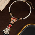 Vintage Wake Necklace Retro Simple Neo-Chinese Versatile Set Chinese Crystal Rhinestone Necklace