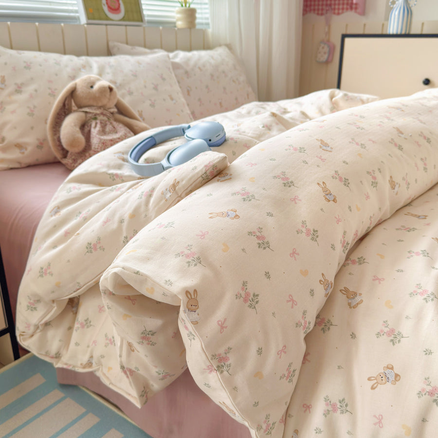 Bunny Floral Double-Gauze Cotton 4-Piece Kids' Bedding Set - view 4