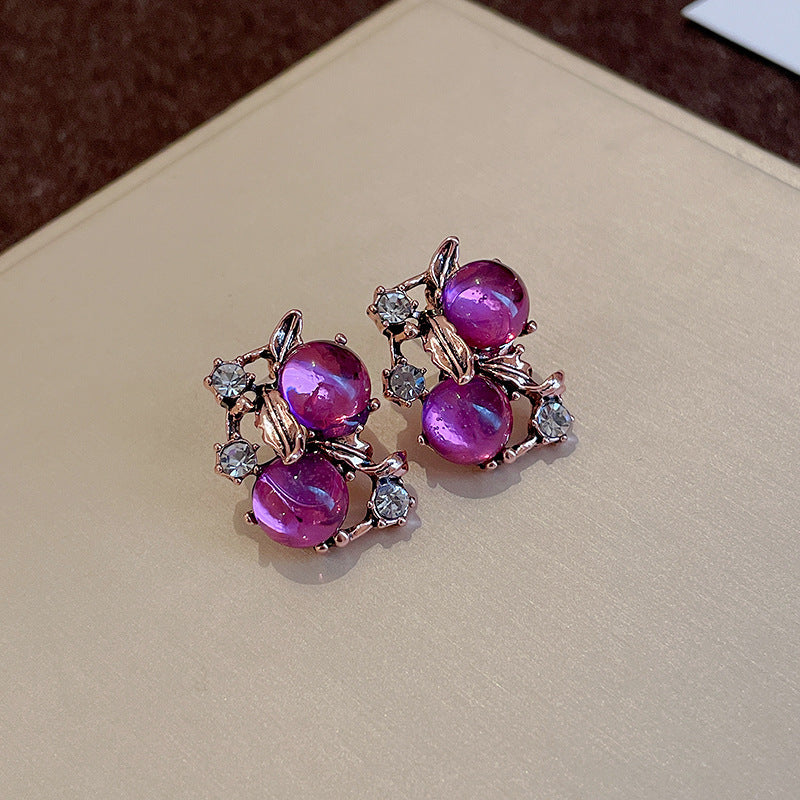 Vintage Rhinestone Flower Stud Earrings - view 11