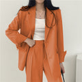 Women's Fall Korean Casual Petite Blazer Set 2026 | 2 Piece Outfit Set - Camel Pants