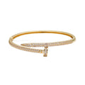 Overseas Pro Supply Stud Full Diamond Bangle Women Premium Personality Light Luxury Copper Bracelet Classic Fashionable Open End Bangle