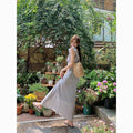 French Retro Square Collar Floral Fitted Ruffle Long Dress
