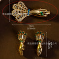 Vintage Accessory Premium vintage Gold of Hand Stud Western Retro Book Style Brooch Set Accessory