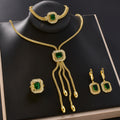 EU/US Import Jewelry 18K Gold Huawei Beauty Gem Necklace Earrings Set Ring Bracelet Set India Women Banquet Set