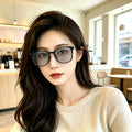 Light-Changing Prescription Glasses Overseas Elegant Frame Influencer Frame Black Frame Tea Trendy Retro Anti-Blue-Light Myopia Glasses