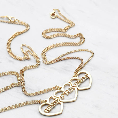 Western Accessory Letter BEST FRIENDS Best Friend Heart Spliced Heart Type Pendant 3-Piece Set Necklace
