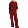 Casual Fashion Long Sleeve Lapel Collar Wide Leg Pants + Top Set