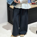 Girls' Lace Trim Base Layer Denim Vest Wide-Leg Pants Three-Piece Set