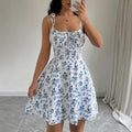Women's Floral Square Neck Strappy Mini Dress