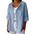 Summer Retro Fashion Linen Cotton Short Sleeve Loose Cardigan + Shirt
