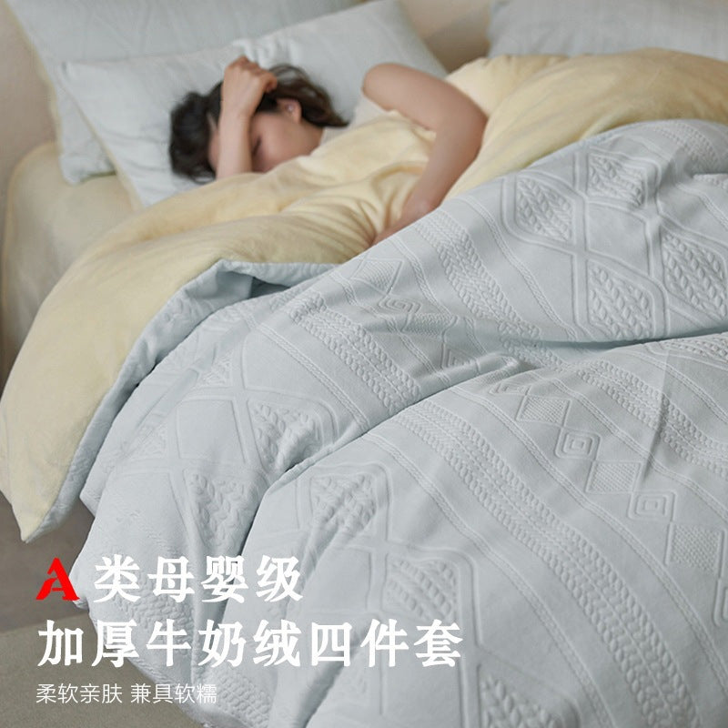 Sculpted Floral Double-Sided Milk Fleece Duvet Cover - view 5