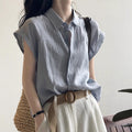 Women's Summer Office Mini Flutter Sleeve Short Sleeve Sleeveless Shirt 2026 - Gray