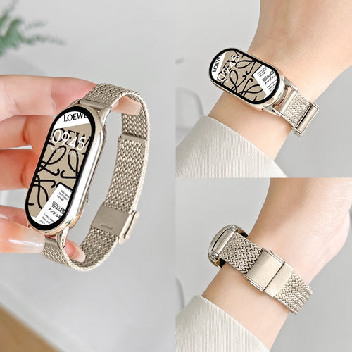 Fits Xiaomi Band 10nfc Wheat Ears One Lettering Net Metal Band Pair Keep Buckle 9 / 8 Women Wrist Strap Premium Men