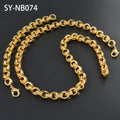 Western Thickened 3D Necklace Coated 18K Gold Long Wall Pattern Band Mutual Clasp Bracelet Necklace Set Overseas Wholesale