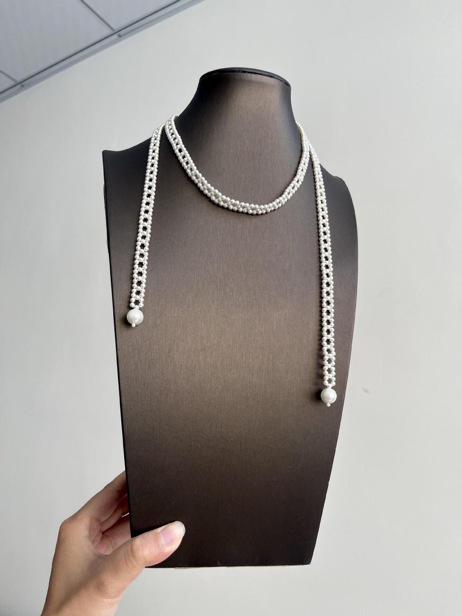 French Layered Round Pearl Beaded Necklace - view 6