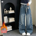 Girls' Patchwork Star Wide-Leg Straight Jeans