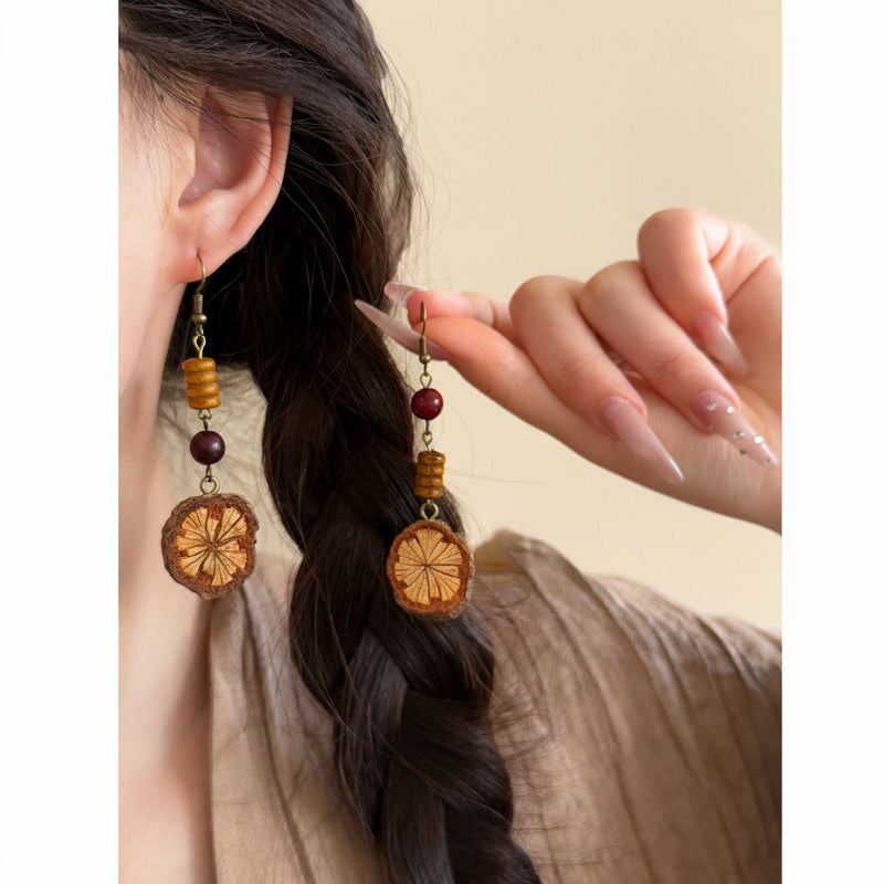 Vintage Fruit Bead Tassel Statement Earrings - view 8