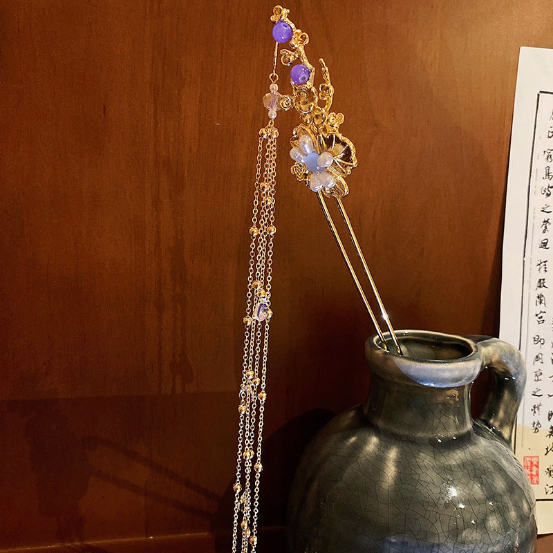 Pearl and Flower Tassel Hair Stick - view 12