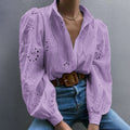Women's Spring-Summer Casual Fashion Puff Sleeve Hollow-Out Loose Cardigan + Shirt 20 - White